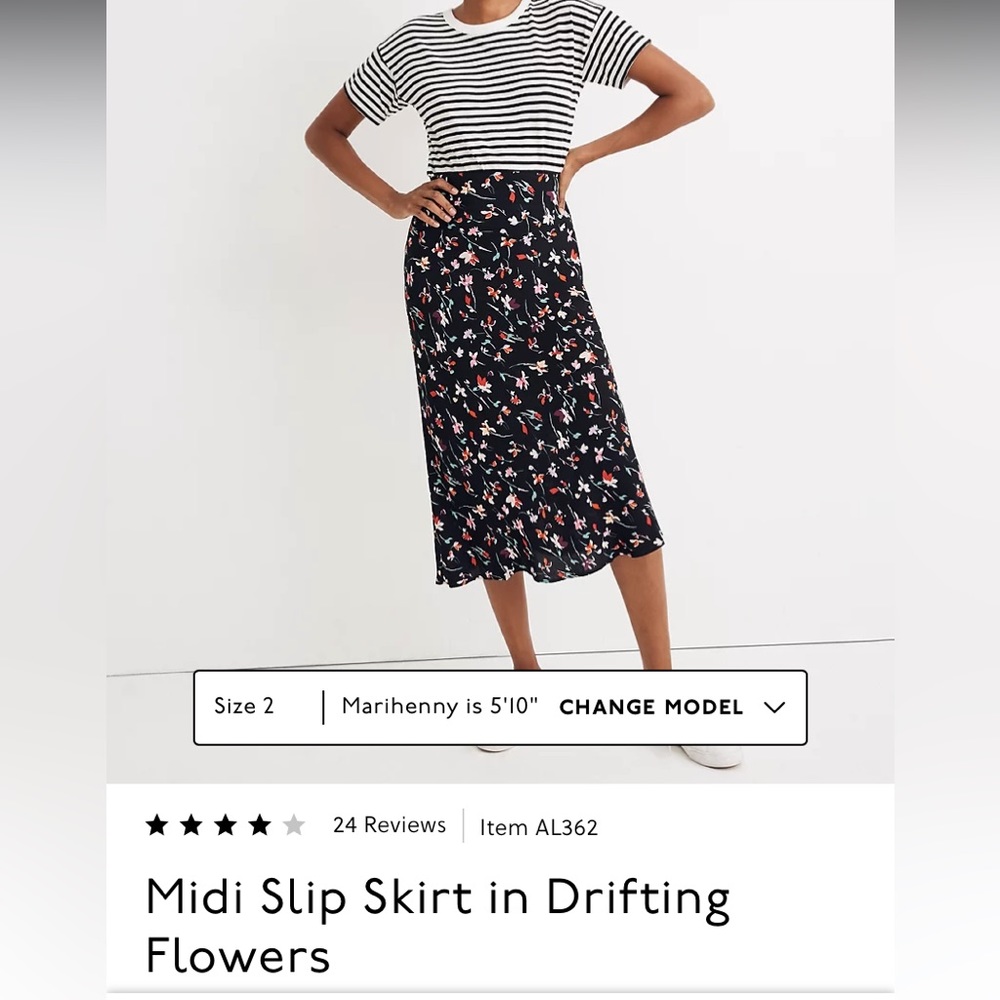 Madewell midi slip skirt in Drifting Flowers